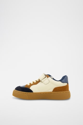 Baskets en cuir - Ecru et bleu marine