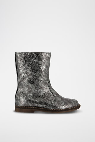 Bottines en cuir - Noir et argenté