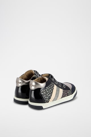 Baskets en cuir - Bleu marine et noir