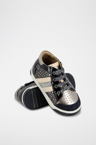 Baskets en cuir - Bleu marine et noir