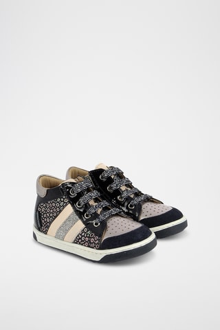 Baskets en cuir - Bleu marine et noir