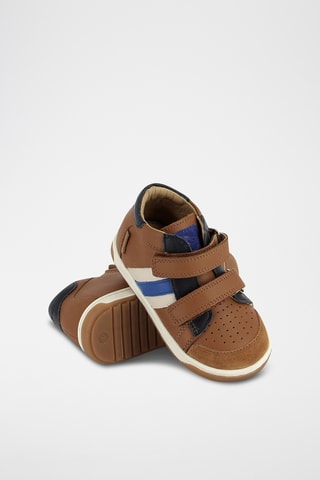 Baskets en cuir - Camel et bleu marine