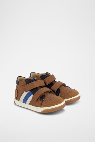 Baskets en cuir - Camel et bleu marine