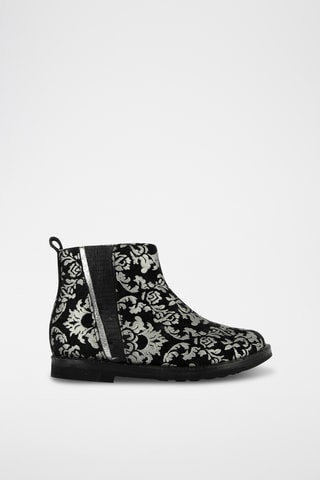 Bottines en cuir - Noir et argenté