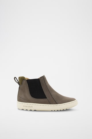 Baskets montantes en cuir - Taupe et kaki