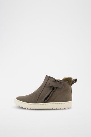 Baskets montantes en cuir - Taupe et kaki