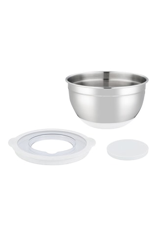 3 saladeiras de aço inoxidável com tampa 16 / 20 / 24 cm