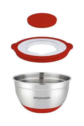 3 tijelas misturadoras de aço inoxidável com tampa - 16/20/24 cm