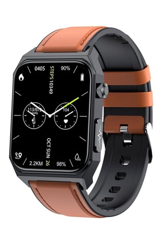 Smartwatch E530 con cinturino in pelle - Nero e marrone