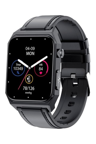 Smartwatch E530 con cinturino in pelle - Nero