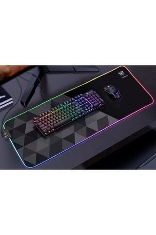 Tappetino per mouse da gioco Onikuma con luci LED - Nero - 79 x 30 cm