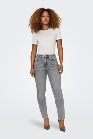 Jean taille haute droit - Gris