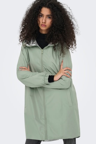 Parka réversible à capuche - Argenté et vert