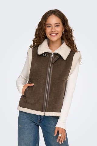 Veste sans manches en velours - Marron