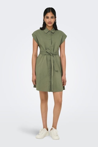 Robe chemise regular en coton biologique - Vert kaki