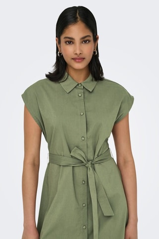 Robe chemise regular en coton biologique - Vert kaki