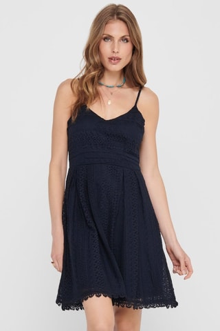 Robe patineuse en guipure - Bleu nuit