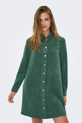 Robe chemise en velours - Vert foncé