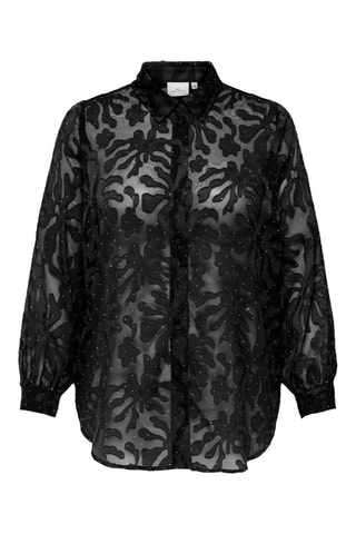 Chemisier en tulle brodé - Noir