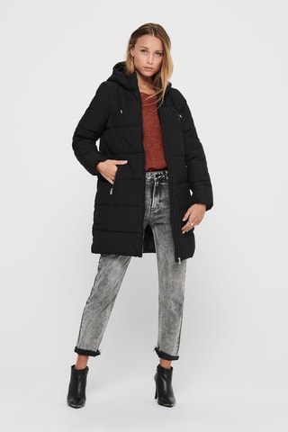Doudoune longue à capuche - Noir