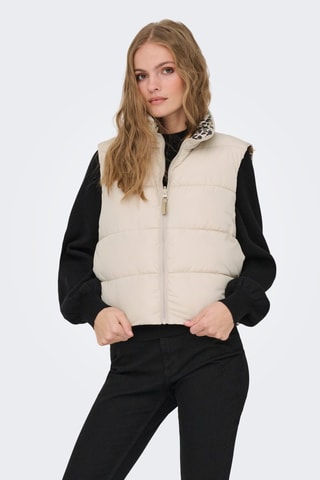 Doudoune réversible sans manches - Beige et noir