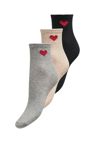 3 paires de chaussettes - Noir, gris clair chiné et beige