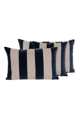 Copricuscino in lino e velluto Brisbane  - Navy e beige - 50 x 80 cm