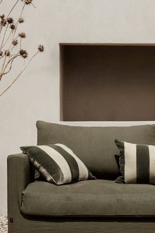 Copricuscino in lino e velluto Brisbane - Kaki e beige - 50 x 80 cm