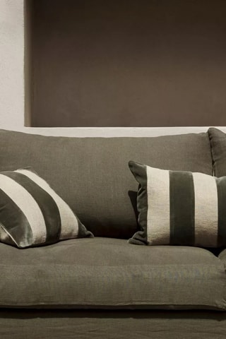 Copricuscino in lino e velluto Brisbane - Kaki e beige - 50 x 80 cm