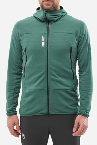 Giacca in pile con cappuccio Fusion - Verde scuro 