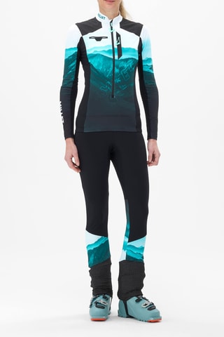 Pantaloni da sci a vita alta Pierra - Nero e verde acqua