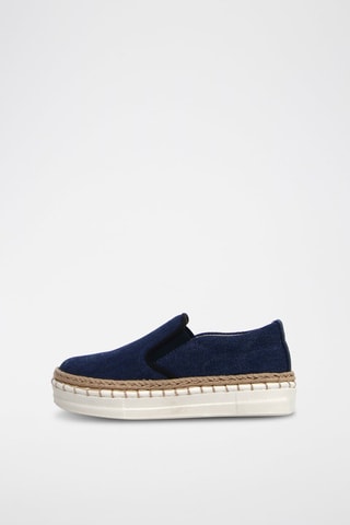 Slip-on plateformes en jean - Bleu marine