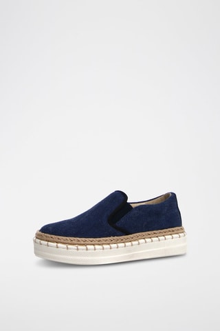 Slip-on plateformes en jean - Bleu marine