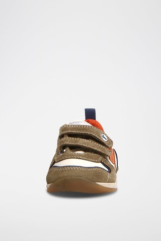 Leren Sneakers Donkerbeige en ecru
