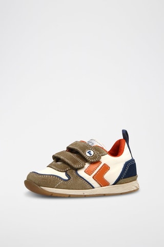 Leren Sneakers Donkerbeige en ecru