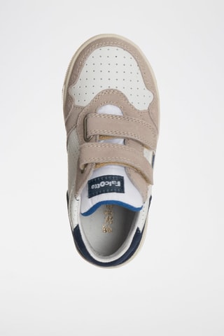 Baskets montantes en cuir - Beige et bleu marine