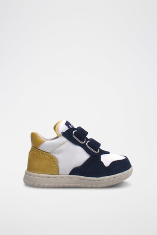 Leren Sneakers Nachtblauw en Wit