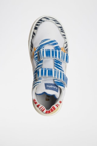 Baskets montantes en cuir - Blanc et jaune