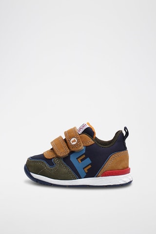 Nubuck Sneakers - Camel en Marineblauw