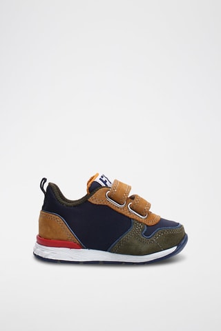 Nubuck Sneakers - Camel en Marineblauw