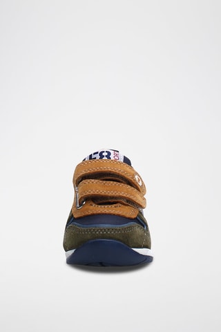 Nubuck Sneakers - Camel en Marineblauw