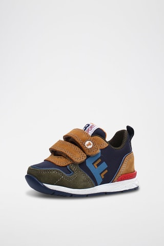 Nubuck Sneakers - Camel en Marineblauw
