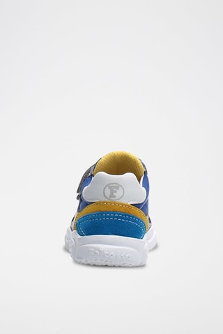 Kalfsleren Sneakers Grijs en Koningsblauw