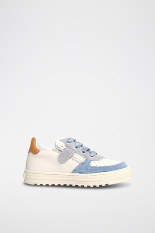 Baskets en cuir Hess - ECru et bleu ciel