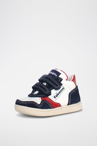 Leren Sneakers Klip - Wit en Marineblauw