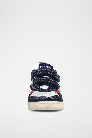 Leren Sneakers Klip - Wit en Marineblauw