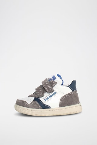 Leren Sneakers Klip - Wit en Donkergrijs