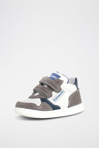 Leren Sneakers Klip - Wit en Donkergrijs