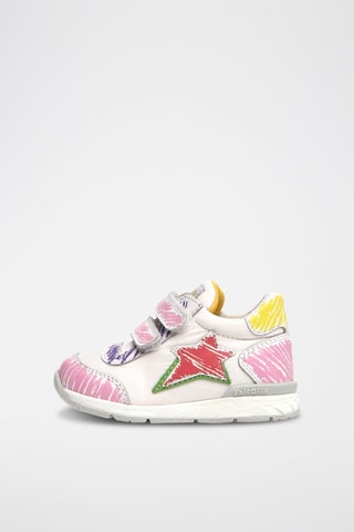 Baskets en cuir New - Blanc et rose