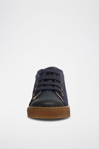 Baskets en cuir nappa - Bleu marine et camel